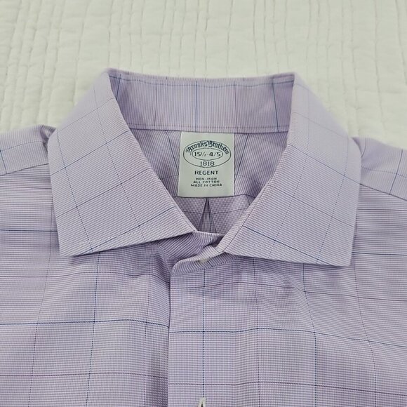 Brooks Brothers Regent Shirt Size 15 1/2 - 4/5 Lilac Windowpane Non-Iron EUC - Picture 7 of 16